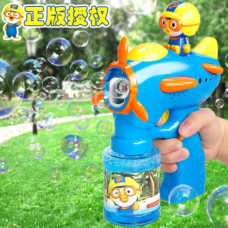 High end Pororo Bubble Blower Machine Toy Kids Soap Water Bubble Gun Cartoon Water Gun Gift For Kids Children