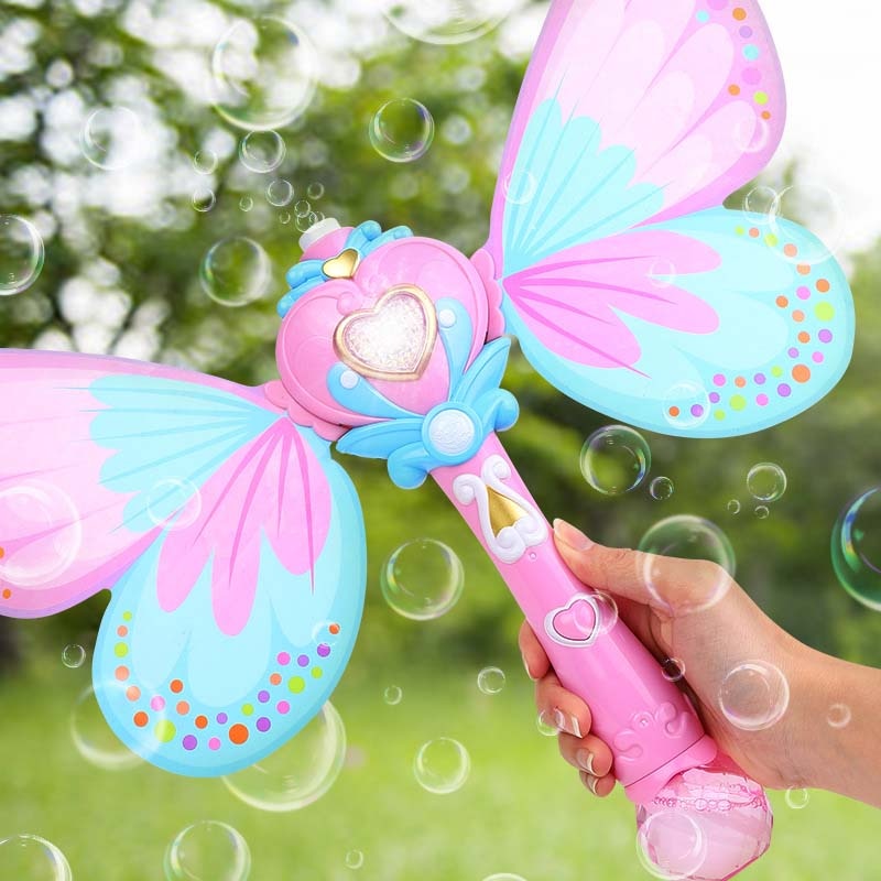 Outdoor Electric Magic Wand Bubble Toys For Children Kids Automatic Soap Bubbles Machine With Lights Music Summer Water Blower