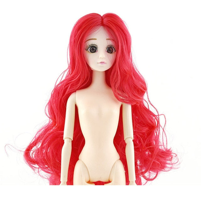 New 30cm 20 Movable Jointed Dolls Toys Cute 3D Big Blue Eyes Female Naked Nude Doll Head Body Fashion Hair Doll Toy For Girls