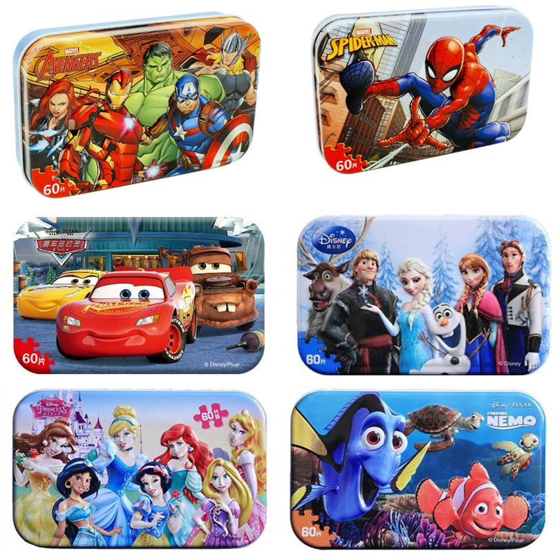 Marvel  Avengers Spiderman Cars Disney Pixar Cars 2 Cars 3 Puzzle Toy Children Wooden Jigsaw Puzzles Toys for Children Gift