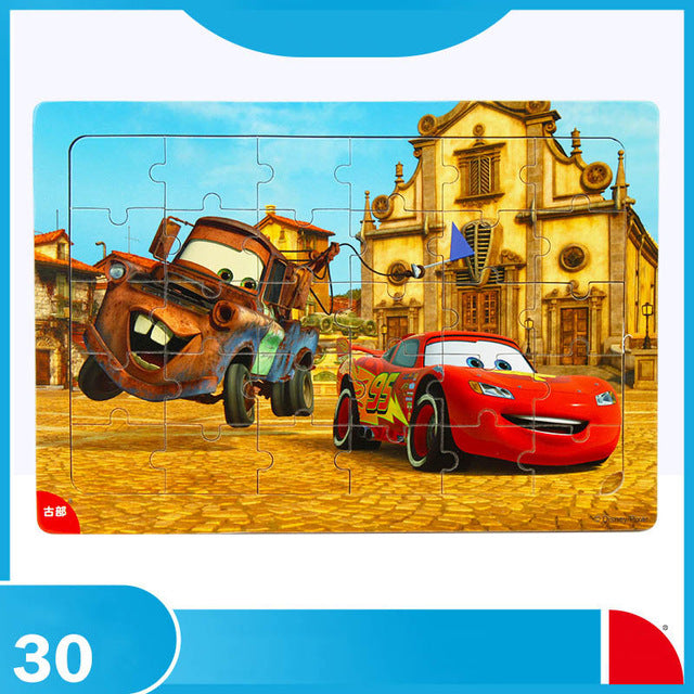 Disney 30 piece wooden puzzle Mickey box puzzle early education children box plane toy puzzle