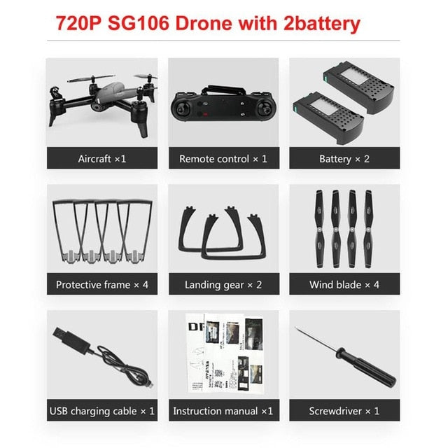 SG106 RC Drone with 720P/1080P/4K HD Camera FPV WiFi Real Time Aerial Video RC Quadcopter Aircraft Helicopter Drone