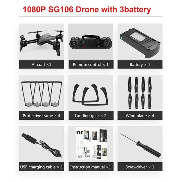 SG106 RC Drone with 720P/1080P/4K HD Camera FPV WiFi Real Time Aerial Video RC Quadcopter Aircraft Helicopter Drone