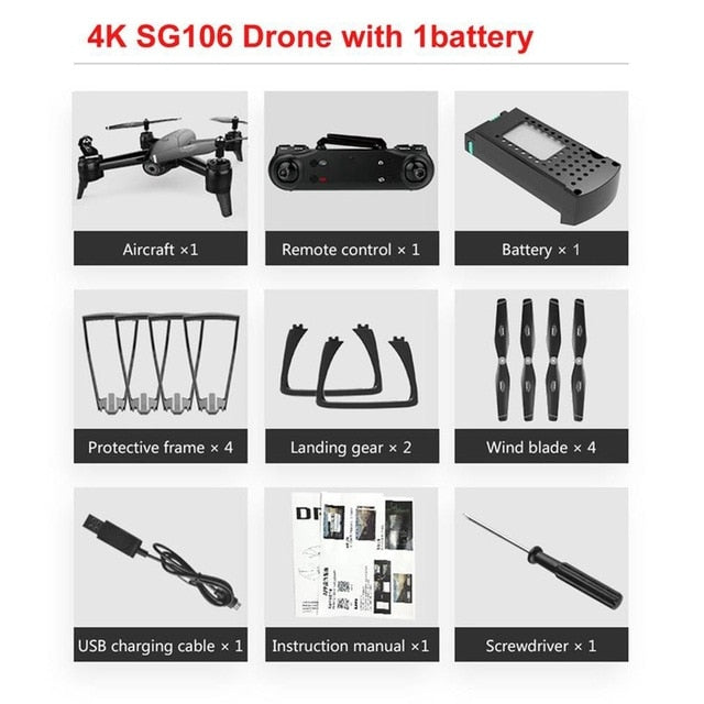 SG106 RC Drone with 720P/1080P/4K HD Camera FPV WiFi Real Time Aerial Video RC Quadcopter Aircraft Helicopter Drone