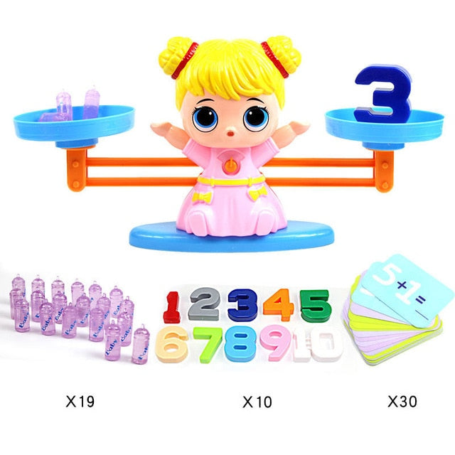 Math Match Game Board Toys Monkey Cat Match Balancing Scale Number Balance Game Kids Educational Toy to Learn add and subtract