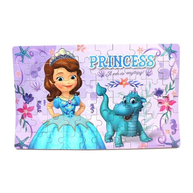 Hot Sale Disney Frozen Car Disney 60 Slice Small Piece Puzzle Toy Children Wooden Jigsaw Puzzles Kids Educational Toys For Baby