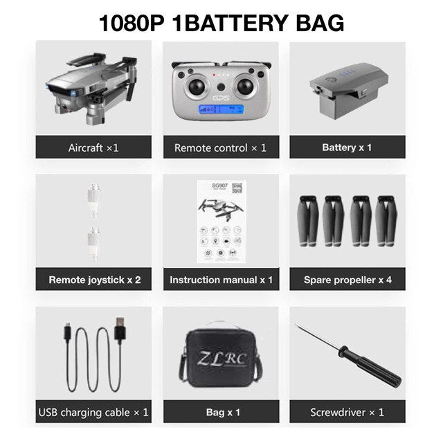 SG907 GPS Drone Professional 4K HD Dual Camera X50 ZOOM 5G WIFI FPV RC Quadcopter follow me Foldable Selfie Drones VS S167 SG906