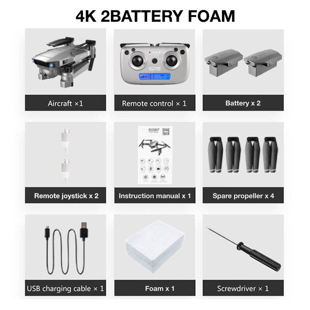 SG907 GPS Drone Professional 4K HD Dual Camera X50 ZOOM 5G WIFI FPV RC Quadcopter follow me Foldable Selfie Drones VS S167 SG906