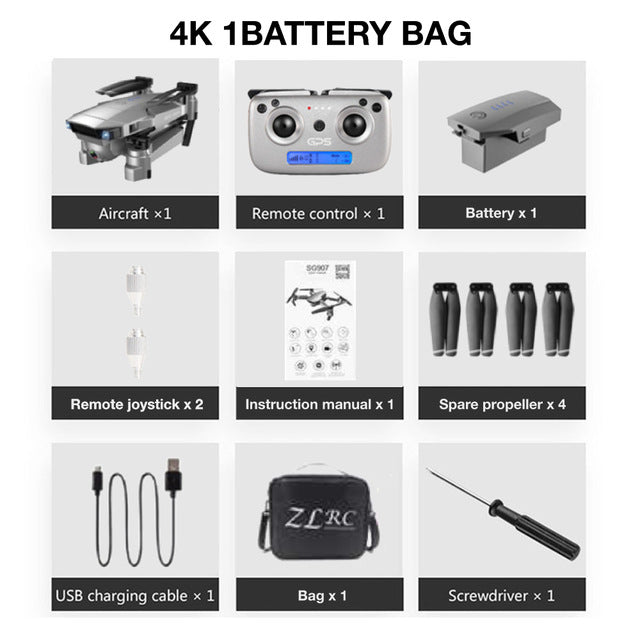 SG907 GPS Drone Professional 4K HD Dual Camera X50 ZOOM 5G WIFI FPV RC Quadcopter follow me Foldable Selfie Drones VS S167 SG906