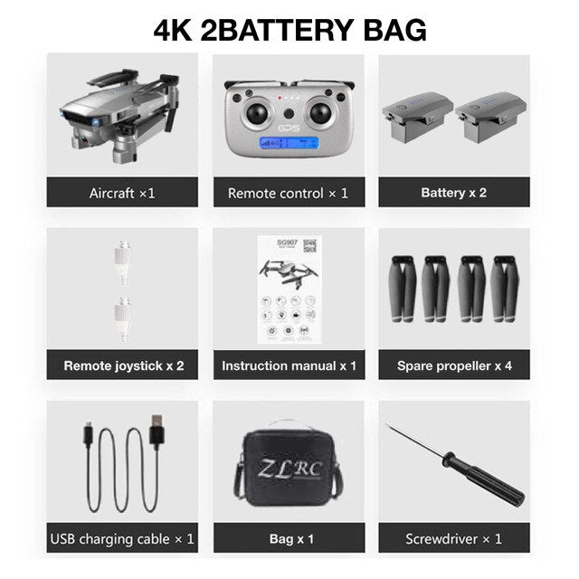 SG907 GPS Drone Professional 4K HD Dual Camera X50 ZOOM 5G WIFI FPV RC Quadcopter follow me Foldable Selfie Drones VS S167 SG906