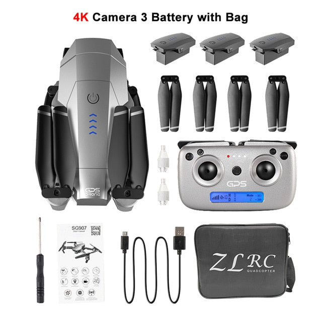 SG907 GPS Drone Professional 4K HD Dual Camera X50 ZOOM 5G WIFI FPV RC Quadcopter follow me Foldable Selfie Drones VS S167 SG906