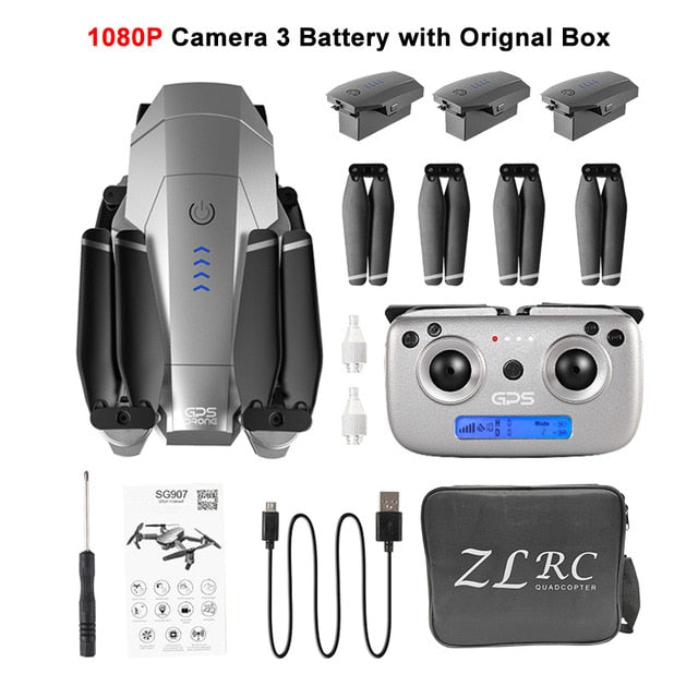 SG907 GPS Drone Professional 4K HD Dual Camera X50 ZOOM 5G WIFI FPV RC Quadcopter follow me Foldable Selfie Drones VS S167 SG906