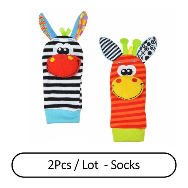 Children's Socks Cartoon Baby Toy Wrist Strap Socks Animal Plush Rattles Children's Toys Newborn Foot Finder Sock Newborn Rattle