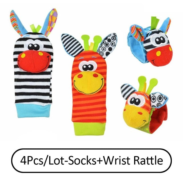 Children's Socks Cartoon Baby Toy Wrist Strap Socks Animal Plush Rattles Children's Toys Newborn Foot Finder Sock Newborn Rattle