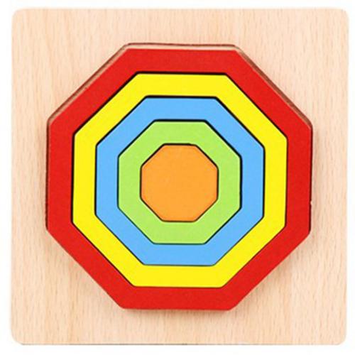 Shape Cognition Board Wooden Rainbow Color Geometry Jigsaw Puzzle Board Kids Education Toy Learning Matching Toy for student