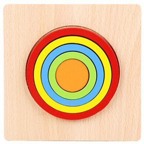 Shape Cognition Board Wooden Rainbow Color Geometry Jigsaw Puzzle Board Kids Education Toy Learning Matching Toy for student