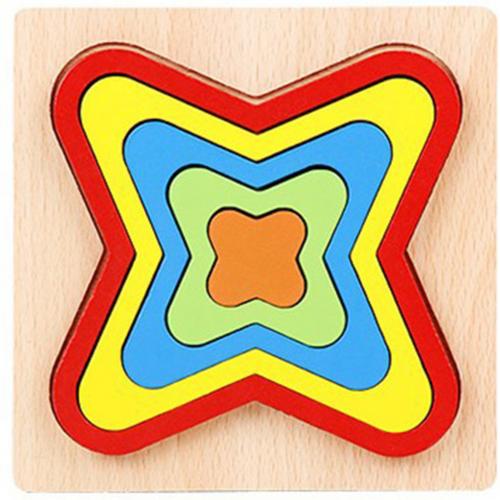 Shape Cognition Board Wooden Rainbow Color Geometry Jigsaw Puzzle Board Kids Education Toy Learning Matching Toy for student
