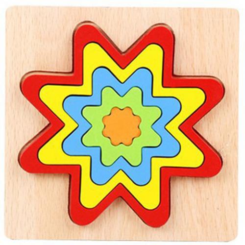 Shape Cognition Board Wooden Rainbow Color Geometry Jigsaw Puzzle Board Kids Education Toy Learning Matching Toy for student