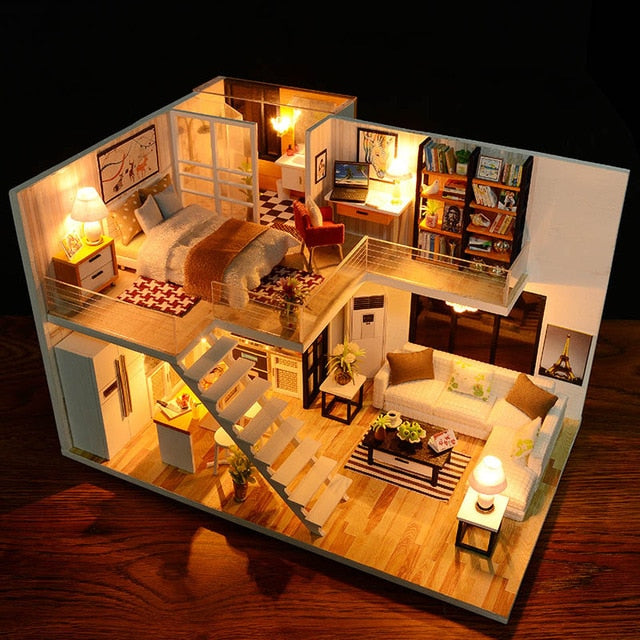 Cutebee Doll House Furniture Miniature Dollhouse DIY Miniature House Room Box Theatre Toys for Children DIY Dollhouse Njxw-B