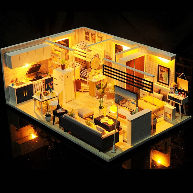 Cutebee Doll House Furniture Miniature Dollhouse DIY Miniature House Room Box Theatre Toys for Children DIY Dollhouse Njxw-B