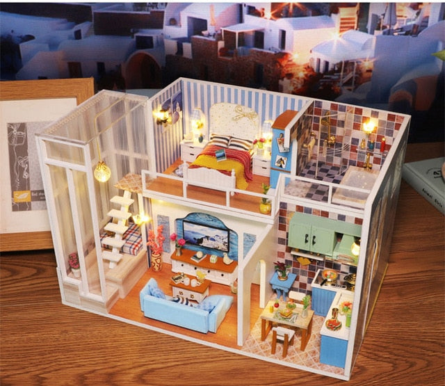 Cutebee Doll House Furniture Miniature Dollhouse DIY Miniature House Room Box Theatre Toys for Children DIY Dollhouse Njxw-B