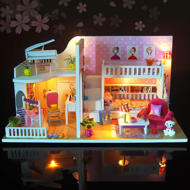 Cutebee Doll House Furniture Miniature Dollhouse DIY Miniature House Room Box Theatre Toys for Children DIY Dollhouse Njxw-B