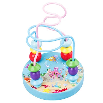 Kids Montessori Educational Math Toy Wooden Circles Bead Wire Maze Roller Coaster Boy Girls Toddler Wooden Toy For Children Gift