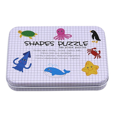Baby Paper Puzzles Cartoon Lovely Animals Sets Iron Box Learning English Letter/Word Matching Puzzle Card Puzzle Educational Toy