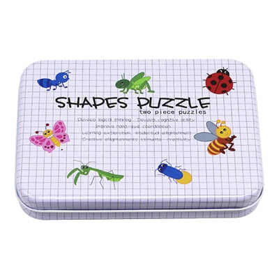 Baby Paper Puzzles Cartoon Lovely Animals Sets Iron Box Learning English Letter/Word Matching Puzzle Card Puzzle Educational Toy