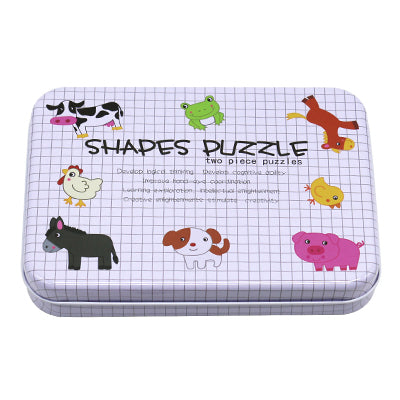 Baby Paper Puzzles Cartoon Lovely Animals Sets Iron Box Learning English Letter/Word Matching Puzzle Card Puzzle Educational Toy