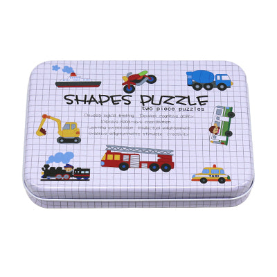 Baby Paper Puzzles Cartoon Lovely Animals Sets Iron Box Learning English Letter/Word Matching Puzzle Card Puzzle Educational Toy