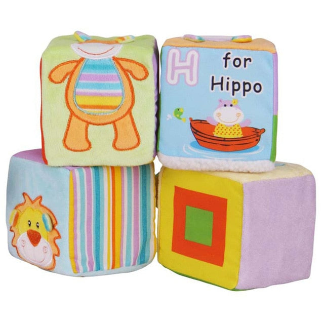 6pcs/Set Cloth Building Blocks New Infant Baby Cloth Doll Soft Rattle early Educational Giraff Baby Rattles Play Cube Cloth Toy
