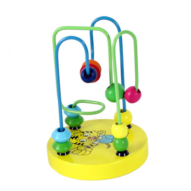 Kids Montessori Educational Math Toy Wooden Circles Bead Wire Maze Roller Coaster Boy Girls Toddler Wooden Toy For Children Gift