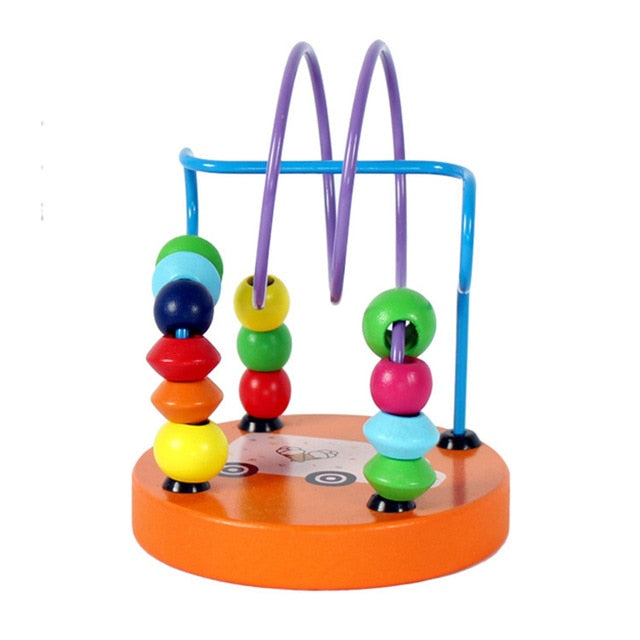 Kids Montessori Educational Math Toy Wooden Circles Bead Wire Maze Roller Coaster Boy Girls Toddler Wooden Toy For Children Gift