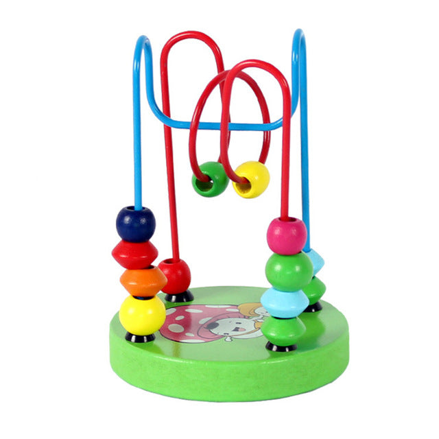Kids Montessori Educational Math Toy Wooden Circles Bead Wire Maze Roller Coaster Boy Girls Toddler Wooden Toy For Children Gift