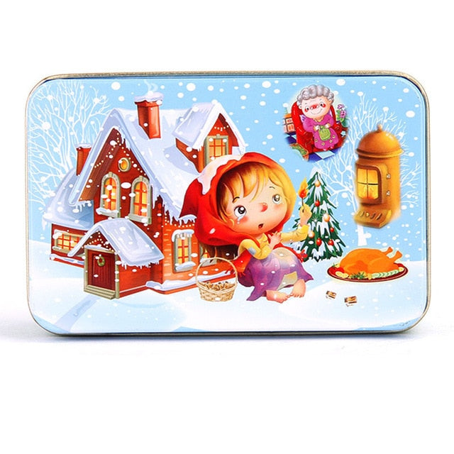 DIY Creative 60 Pieces Wooden Puzzle Cartoon Animal Jigsaw Iron Box Early Educational Learning Toys Gifts For Children Kids Baby