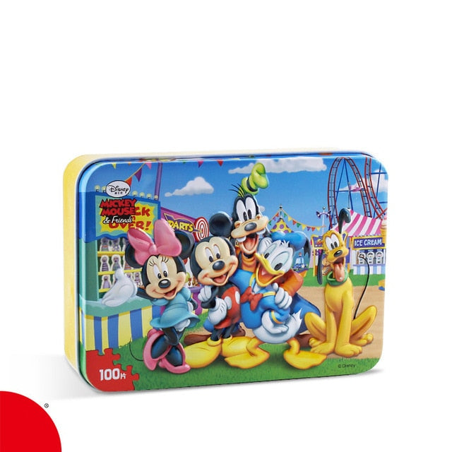 Disney Frozen Mickey Minnie Mouse Sofia Mermaid Duck Puzzle 100 Pieces Learning Educational Interesting Wooden Toys For Children