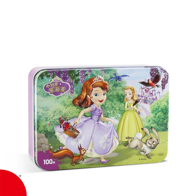 Disney Frozen Mickey Minnie Mouse Sofia Mermaid Duck Puzzle 100 Pieces Learning Educational Interesting Wooden Toys For Children