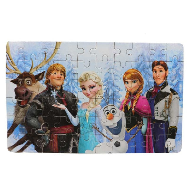 Disney Snow Queen Car Disney 60 Pieces Of Small Coins Puzzle Children Wooden Puzzle Children Education Toy Baby