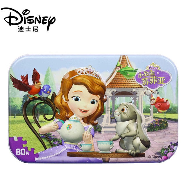Disney Snow Queen Car Disney 60 Pieces Of Small Coins Puzzle Children Wooden Puzzle Children Education Toy Baby