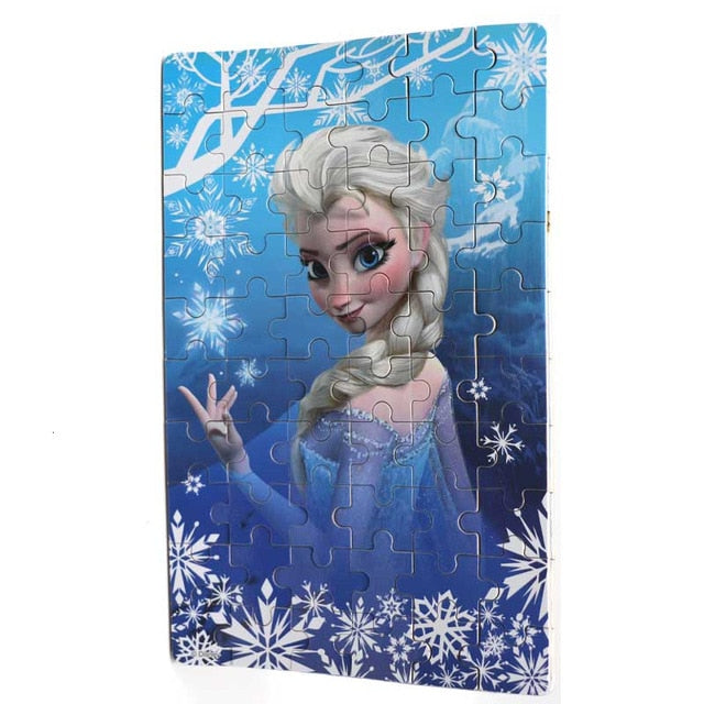 Disney Snow Queen Car Disney 60 Pieces Of Small Coins Puzzle Children Wooden Puzzle Children Education Toy Baby