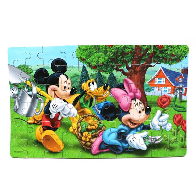 Disney Snow Queen Car Disney 60 Pieces Of Small Coins Puzzle Children Wooden Puzzle Children Education Toy Baby