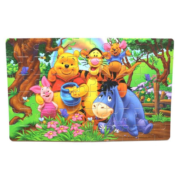 Disney Snow Queen Car Disney 60 Pieces Of Small Coins Puzzle Children Wooden Puzzle Children Education Toy Baby
