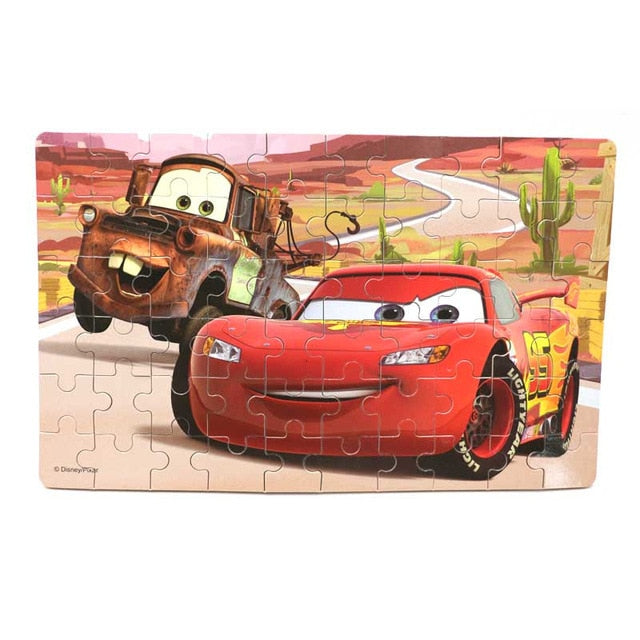 Disney Snow Queen Car Disney 60 Pieces Of Small Coins Puzzle Children Wooden Puzzle Children Education Toy Baby