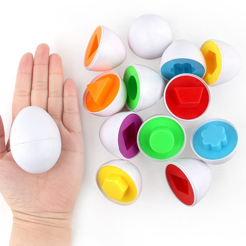 6pcs/pack Baby infant Educational Toys Paired Twisted egg identify color & shape insert intelligence Construction Blocks