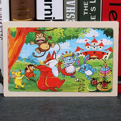 High quality  22.5 * 15 cm wooden large 24 cartoon animal baby puzzle children wooden educational toys girl boy