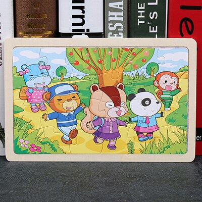 High quality  22.5 * 15 cm wooden large 24 cartoon animal baby puzzle children wooden educational toys girl boy