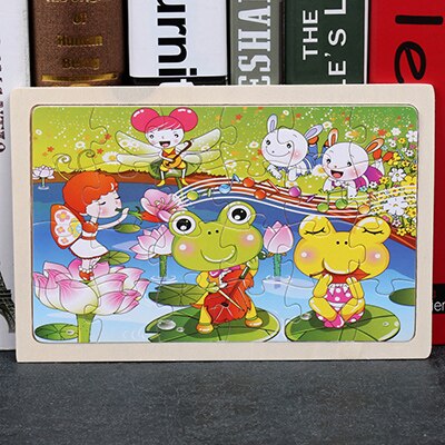 High quality  22.5 * 15 cm wooden large 24 cartoon animal baby puzzle children wooden educational toys girl boy