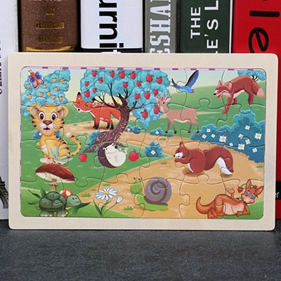 High quality  22.5 * 15 cm wooden large 24 cartoon animal baby puzzle children wooden educational toys girl boy