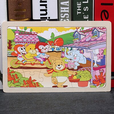 High quality  22.5 * 15 cm wooden large 24 cartoon animal baby puzzle children wooden educational toys girl boy